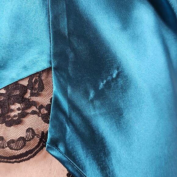 Victoria Secret Vintage Gold Label Teal Satin Lace Intimates | Womens Medium - Picture 7 of 15